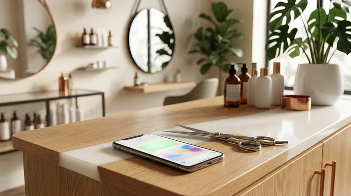 Un celular que muestra una aplicación de mensajería apoyado sobre una mesa de mármol junto a una hoja con una lista de tareas escrita a mano y un lápiz.